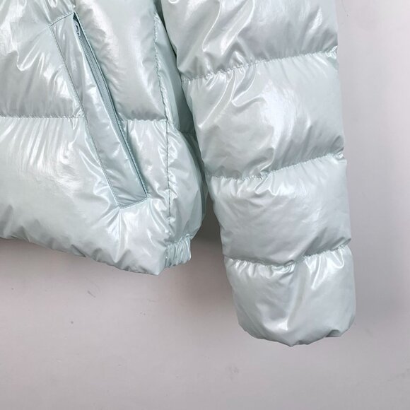 Moncler Womens Light Blue Down Puffer Jacket With Hood & Logo Patch - Picture 4 of 8